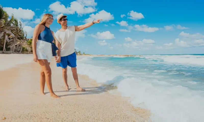 Romantic walk by the beach