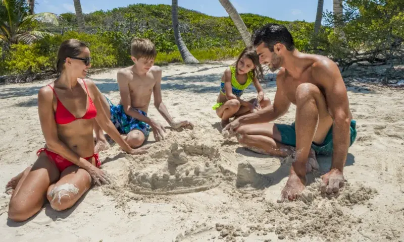 Sharing with family on the beach